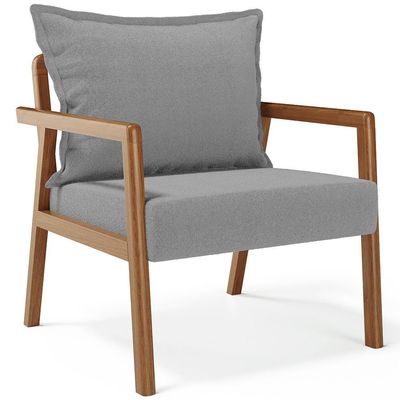 Kit 02 Poltronas Decorativa Para Sala De Estar Alícia B04 Bouclê Cinza