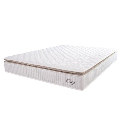 Colchão Casal Molas Ensacadas City Pillow Top 138x188x23cm Branco-bege Hellen Branco-bg