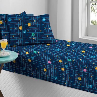 Jogo de Cama Solteiro Doce Vida Malha Misto Estampado com Elastico 2 Pçs Pac Pac Marinho