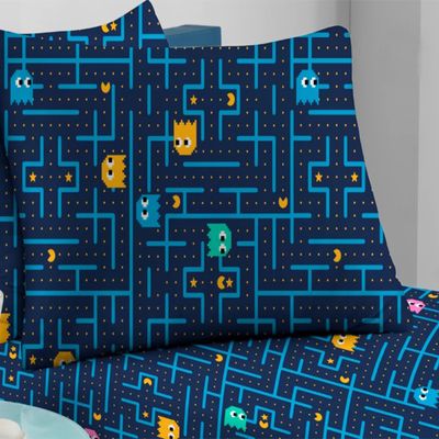 Jogo de Cama Solteiro Doce Vida Malha Misto Estampado com Elastico 2 Pçs Pac Pac Marinho