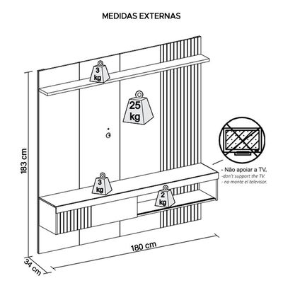 Painel Para Tv Até 65 Polegadas Marrom Jade Caemmun
