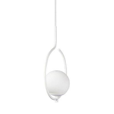 Pendente Lustre On Loop Branco Com Globo De Vidro Branco