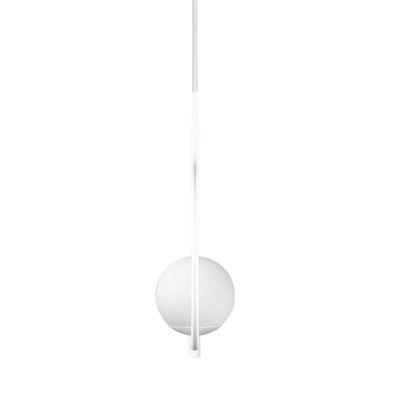 Pendente Lustre On Loop Branco Com Globo De Vidro Branco