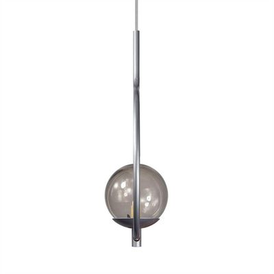 Pendente Lustre On Loop Prata Com Globo De Vidro Fumê