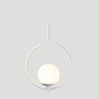 Pendente Lustre On Loop Branco Com Globo De Vidro Branco
