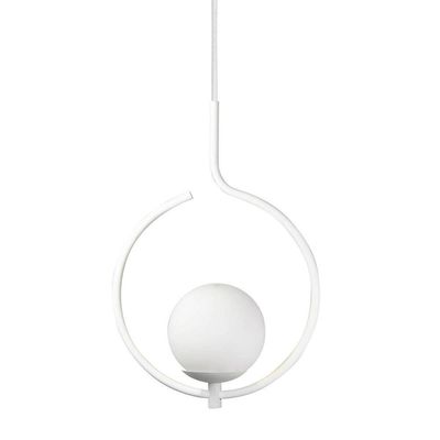 Pendente Lustre On Loop Branco Com Globo De Vidro Branco