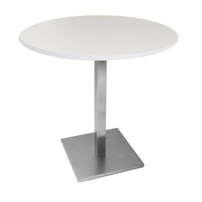 Mesa Alpha Inox 77,50 Cm (altura) Com Tampo Em Mdp Redonda 70 Cm Branco