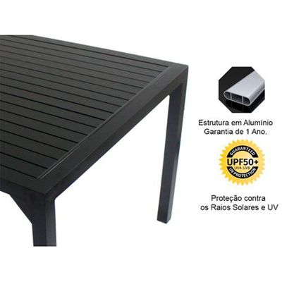 Mesa Retangular Haiti Com Tampo Ripado Trama Original Preto