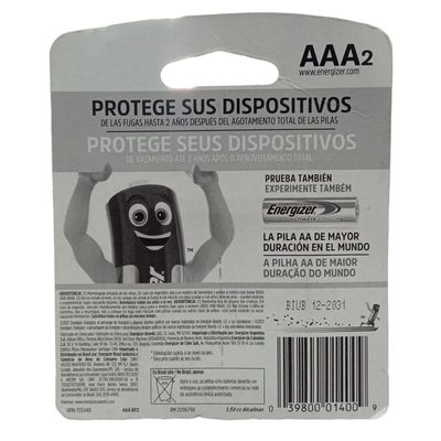 Pilha Energizer Max Palhito  AAA2 Emb C/2
