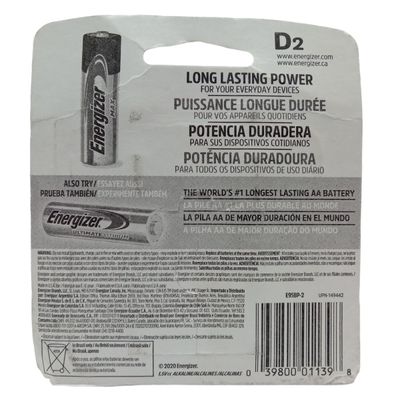 Pilhas Energizer Max Grande D2 Emb C/ 2 Pçs