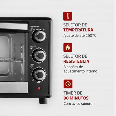 Forno Elétrico 42L Family II Mondial Preto/Inox  FR-42 FORNO ELÉTRICO FR-42 127V/60Hz
