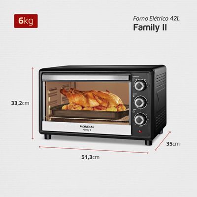Forno Elétrico 42L Family II Mondial Preto/Inox  FR-42 FORNO ELÉTRICO FR-42 127V/60Hz