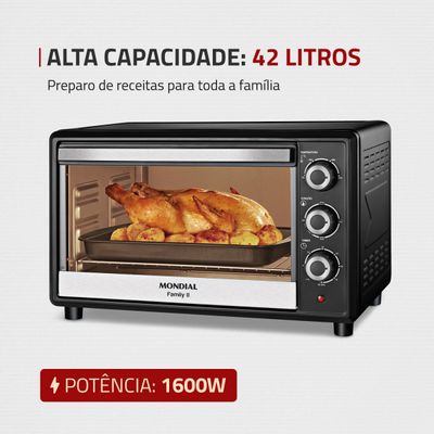 Forno Elétrico 42L Family II Mondial Preto/Inox  FR-42 FORNO ELÉTRICO FR-42 127V/60Hz