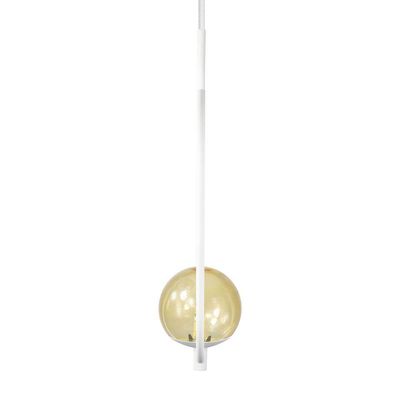 Kit 2 Pendentes Lustres On Clip Branco Globo De Vidro âmbar