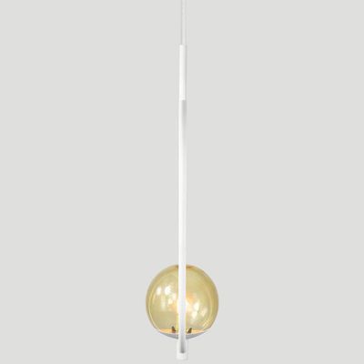 Kit 2 Pendentes Lustre On Drop Branco Globo De Vidro âmbar