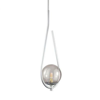 Kit 2 Pendente Lustre On Drop Prata Globo De Vidro Fume