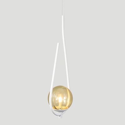 Kit 2 Pendentes Lustre On Drop Branco Globo De Vidro âmbar