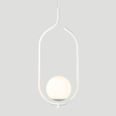Kit 2 Pendentes Lustres On Clip Branco Globo De Vidro Branco