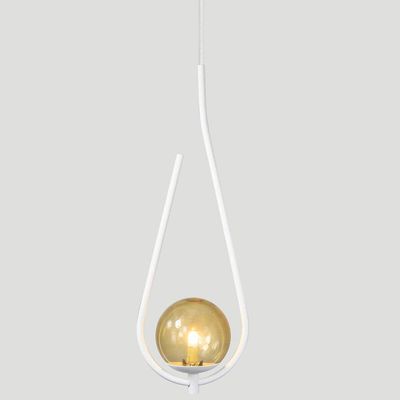 Kit 2 Pendentes Lustre On Drop Branco Globo De Vidro âmbar