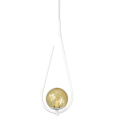 Kit 2 Pendentes Lustre On Drop Branco Globo De Vidro âmbar