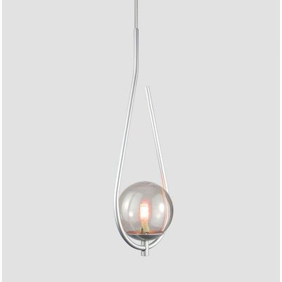 Kit 2 Pendente Lustre On Drop Prata Globo De Vidro Fume