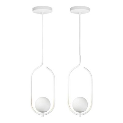 Kit 2 Pendentes Lustres On Clip Branco Globo De Vidro Branco