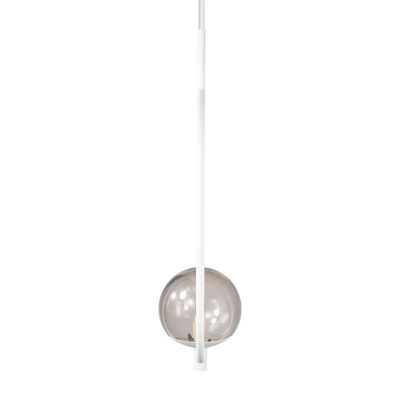 Kit 2 Pendentes Lustres On Clip Branco Globo De Vidro Fumê