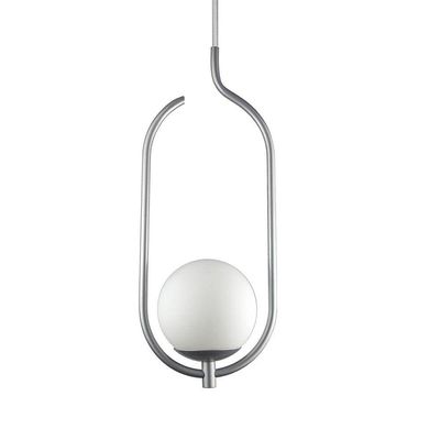 Kit 2 Pendentes Lustres On Clip Prata Globo De Vidro Branco
