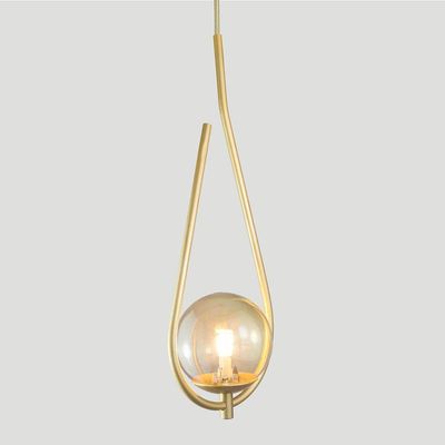 Kit 2 Pendente Lustre On Drop Dourado Globo De Vidro Ambar