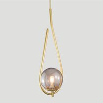 Kit 2 Pendentes Lustres On Drop Dourado Globo De Vidro Fume