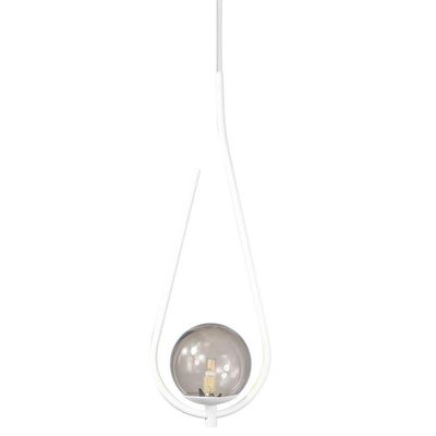 Kit 2 Pendentes Lustre On Drop Branco Globo De Vidro Fumê
