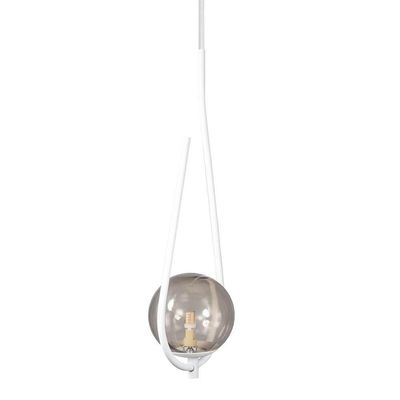 Kit 2 Pendentes Lustre On Drop Branco Globo De Vidro Fumê