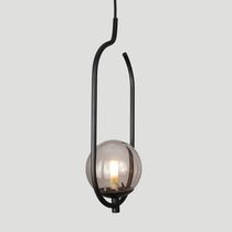 Lustre Pendente On Clip - Preto Com Globo De Vidro Fumê