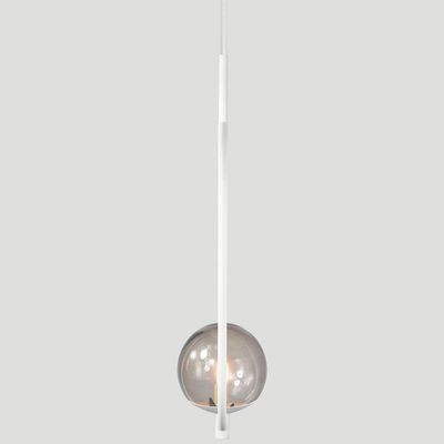 Kit 2 Pendentes Lustre On Drop Branco Globo De Vidro Fumê