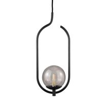 Lustre Pendente On Clip - Preto Com Globo De Vidro Fumê