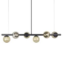 Lustre Pendente Figo Preto - 6 Globos Esfera De Vidro âmbar