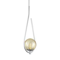 Lustre Pendente On Drop - Prata Com Globo De Vidro âmbar