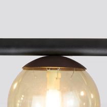 Lustre Pendente Figo Preto - 6 Globos Esfera De Vidro âmbar