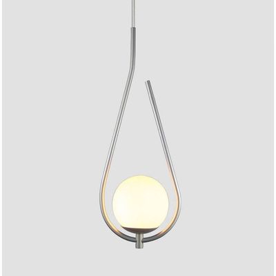 Lustre Pendente On Drop - Prata Com Globo De Vidro Branco