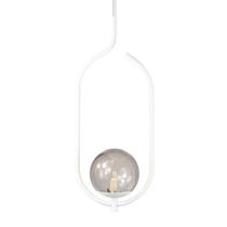 Lustre Pendente On Clip - Branco Com Globo De Vidro Fumê