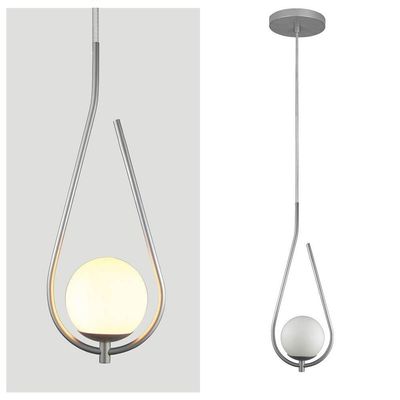 Lustre Pendente On Drop - Prata Com Globo De Vidro Branco