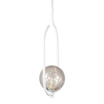 Lustre Pendente On Clip - Branco Com Globo De Vidro Fumê