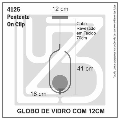 Lustre Pendente On Clip - Branco Com Globo De Vidro Fumê