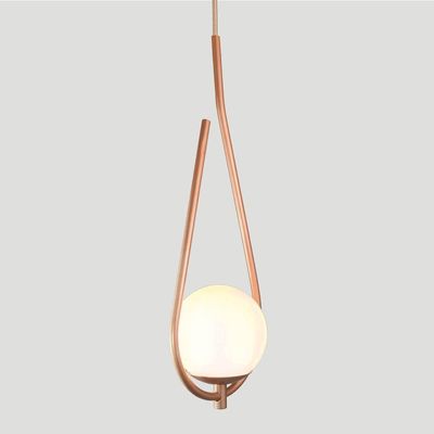 Lustre Pendente On Drop - Bronze Com Globo De Vidro Branco