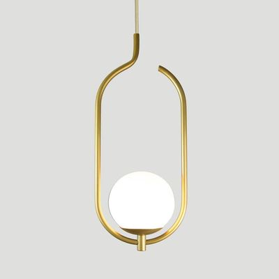 Lustre Pendente On Clip - Ouro Com Globo De Vidro Branco