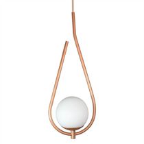 Lustre Pendente On Drop - Bronze Com Globo De Vidro Branco