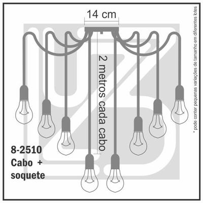 Lustre Aranha Com 8 Pendentes De 2 M + Soquetes