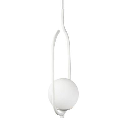 Lustre Pendente On Clip - Branco Com Globo De Vidro Branco