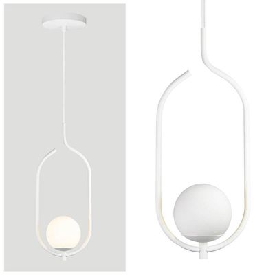 Lustre Pendente On Clip - Branco Com Globo De Vidro Branco