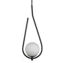 Lustre Pendente On Drop - Preto Com Globo De Vidro Branco